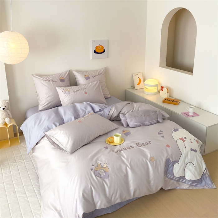91家纺网 家纺一手货源 找家纺 西西家居 2023新款100支澳棉四件套快乐熊仔