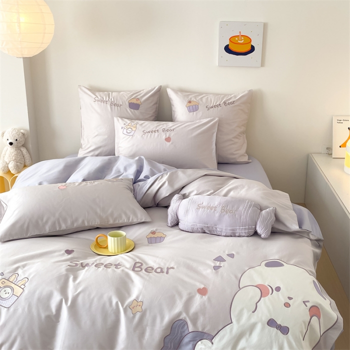 91家纺网 家纺一手货源 找家纺 西西家居 2023新款100支澳棉四件套快乐熊仔