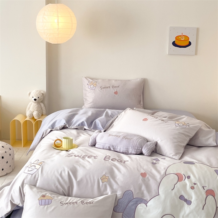 91家纺网 家纺一手货源 找家纺 西西家居 2023新款100支澳棉四件套快乐熊仔