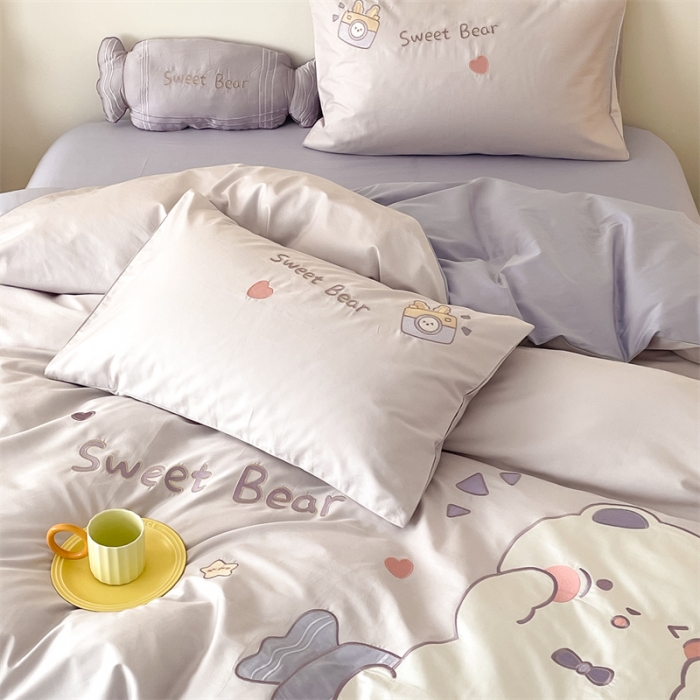 91家纺网 家纺一手货源 找家纺 西西家居 2023新款100支澳棉四件套快乐熊仔