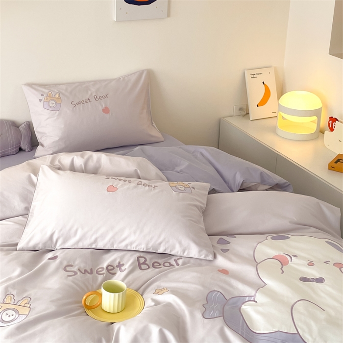 91家纺网 家纺一手货源 找家纺 西西家居 2023新款100支澳棉四件套快乐熊仔