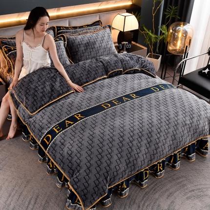 91家纺网 家纺一手货源 找家纺 总 盈超2023新款A类8.5到9斤印花牛奶绒金貂绒床裙款保暖绒四件套