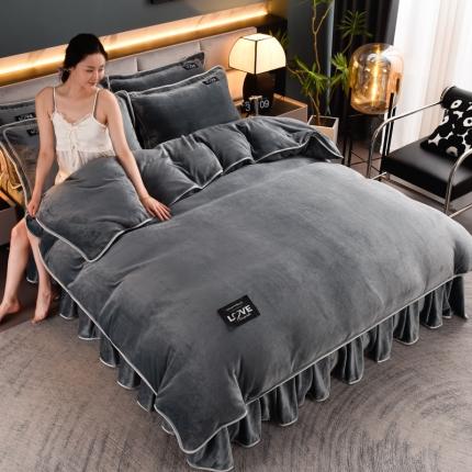 91家纺网 家纺一手货源 找家纺 总 盈超2023新款A类8.5到9斤印花牛奶绒金貂绒床裙款保暖绒四件套