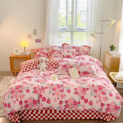 91家纺网 家纺一手货源 找家纺 （总）佰亿莱 2024直播新款小清新印花全棉加厚磨毛四件套