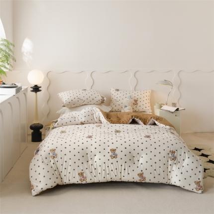 91家纺网 家纺一手货源 找家纺 有货 2023秋冬新针织豆豆被 点点熊