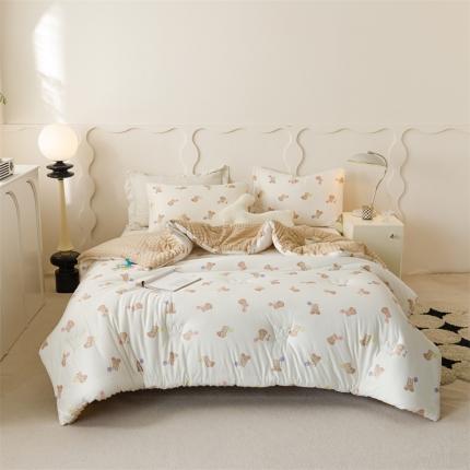 91家纺网 家纺一手货源 找家纺 有货 2023秋冬新针织豆豆被 气球兔