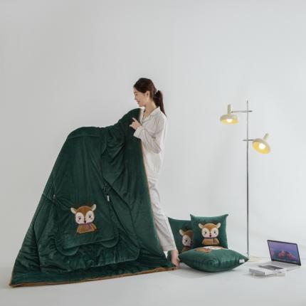 91家纺网 家纺一手货源 找家纺 （总）雷娜家居加厚5斤长毛绒可爱围巾鹿抱枕被