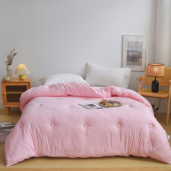 91家纺网 家纺一手货源 找家纺 德芙 2023新款暖绒小提花冬被 如意粉