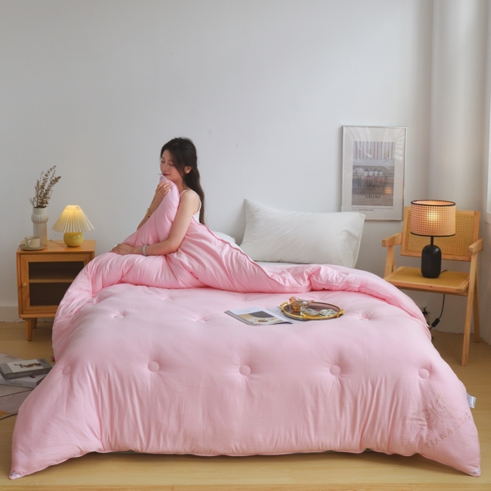 91家纺网 家纺一手货源 找家纺 德芙 2023新款暖绒小提花冬被 如意粉