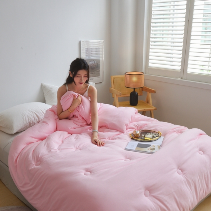 91家纺网 家纺一手货源 找家纺 德芙 2023新款暖绒小提花冬被 如意粉