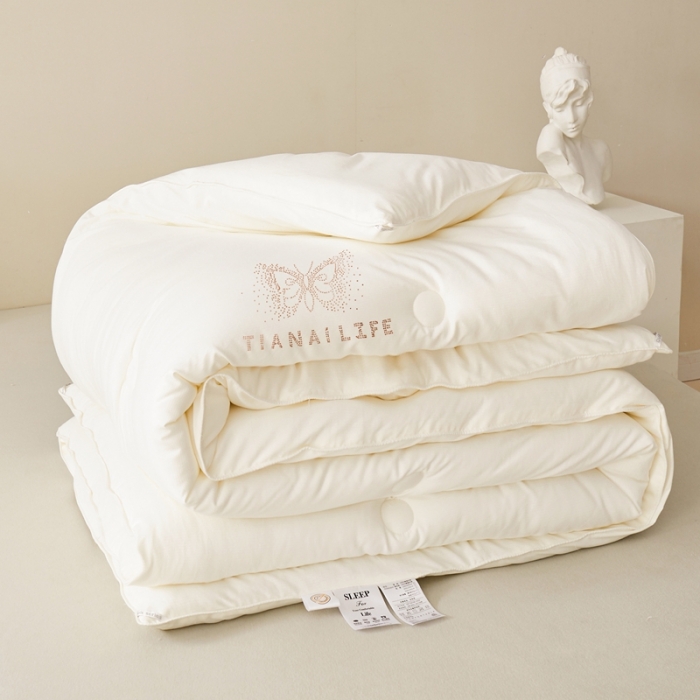 91家纺网 家纺一手货源 找家纺 德芙 2023新款暖绒小提花冬被 春秋被 被子 被芯 碱米白