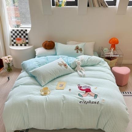 91家纺网 家纺一手货源 找家纺 （总）柚子YOUTH 2023新款全棉水洗棉提花刺绣四件套