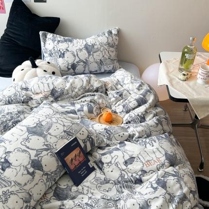 91家纺网 家纺一手货源 找家纺 柚子 2023新款牛奶绒四件套-小众混搭系列 乐园