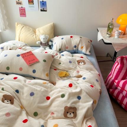 91家纺网 家纺一手货源 找家纺 柚子 2023新款牛奶绒四件套-小众混搭系列 趣多多