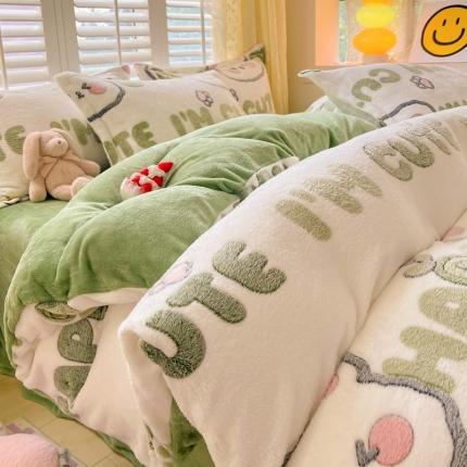 91家纺网 家纺一手货源 找家纺 川悦生活 2023新款立体雪花绒单被套 小花熊