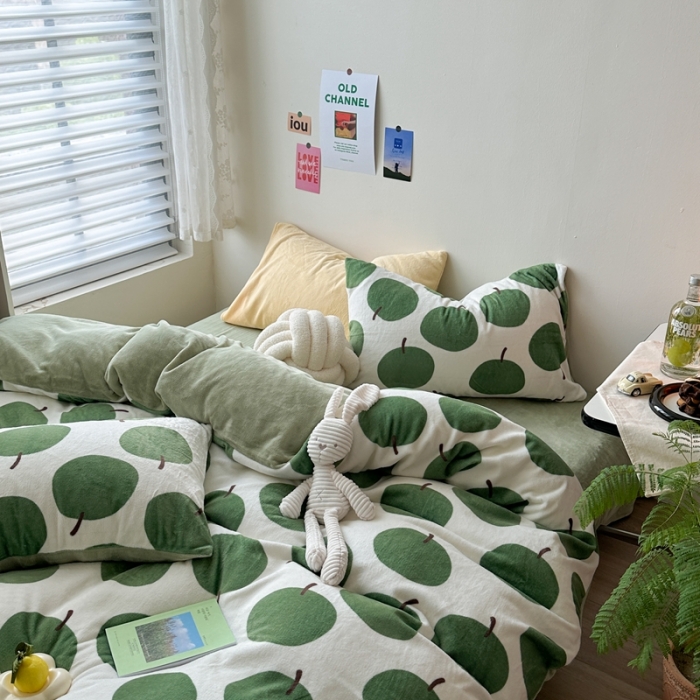 91家纺网 家纺一手货源 找家纺 柚子 2023新款牛奶绒四件套-小众混搭系列 果实