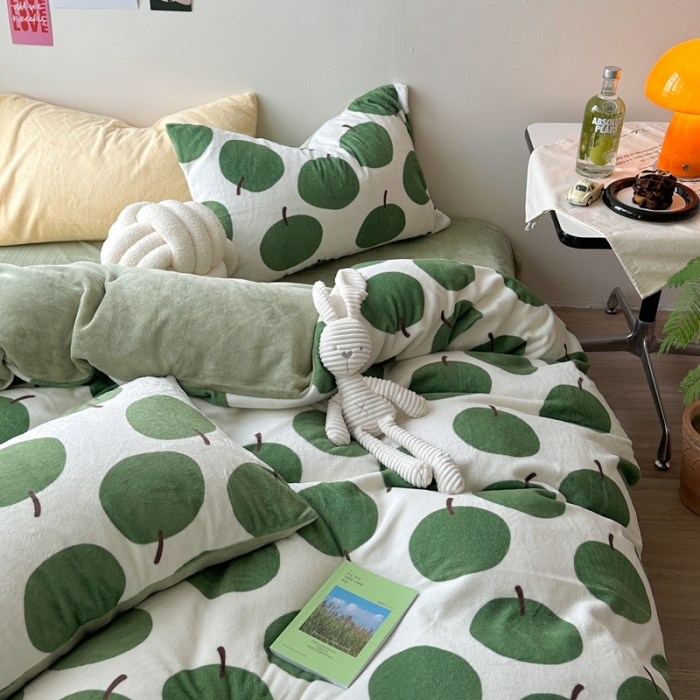 91家纺网 家纺一手货源 找家纺 柚子 2023新款牛奶绒四件套-小众混搭系列 果实