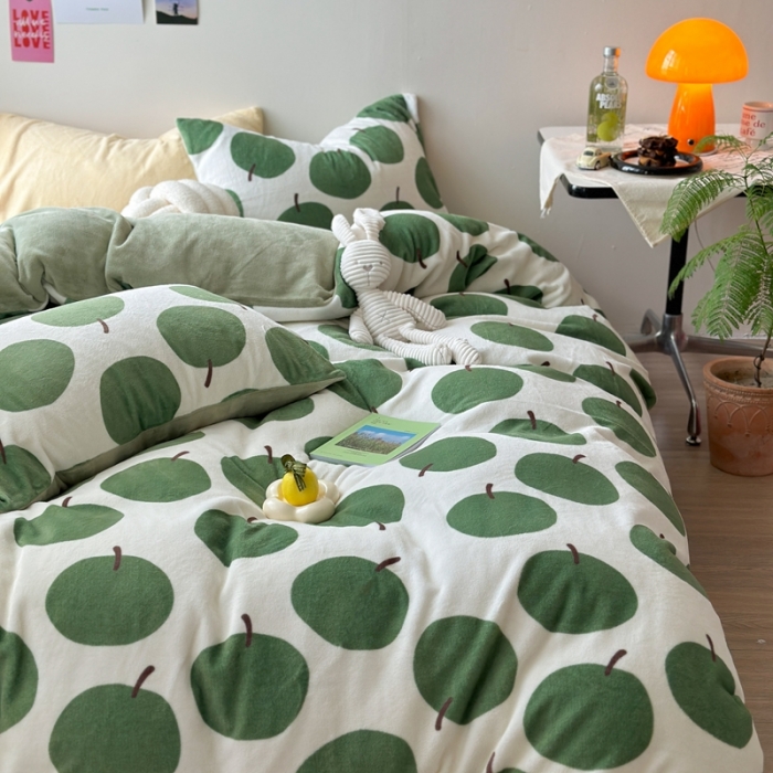 91家纺网 家纺一手货源 找家纺 柚子 2023新款牛奶绒四件套-小众混搭系列 果实