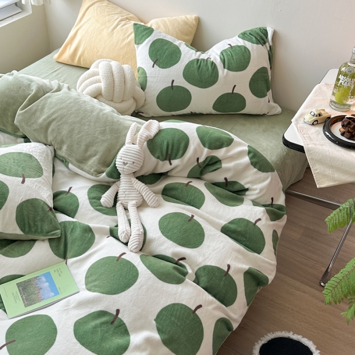 91家纺网 家纺一手货源 找家纺 柚子 2023新款牛奶绒四件套-小众混搭系列 果实