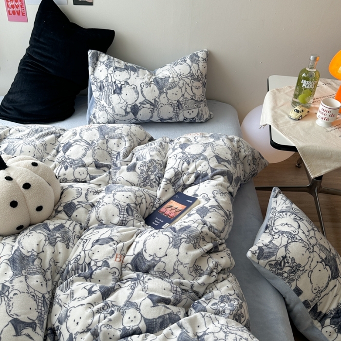 91家纺网 家纺一手货源 找家纺 柚子 2023新款牛奶绒四件套-小众混搭系列 乐园