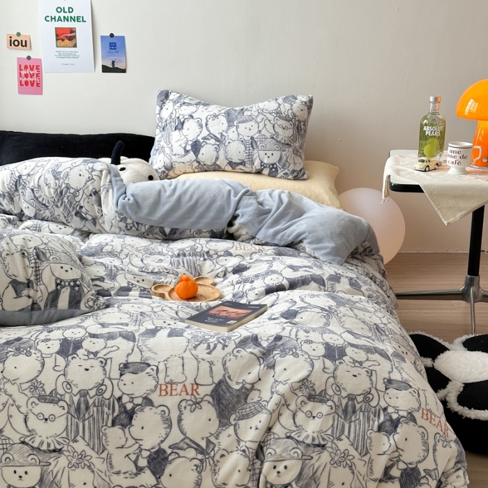 91家纺网 家纺一手货源 找家纺 柚子 2023新款牛奶绒四件套-小众混搭系列 乐园