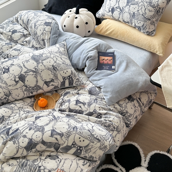 91家纺网 家纺一手货源 找家纺 柚子 2023新款牛奶绒四件套-小众混搭系列 乐园