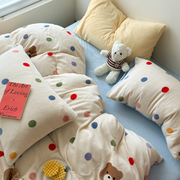 91家纺网 家纺一手货源 找家纺 柚子 2023新款牛奶绒四件套-小众混搭系列 趣多多