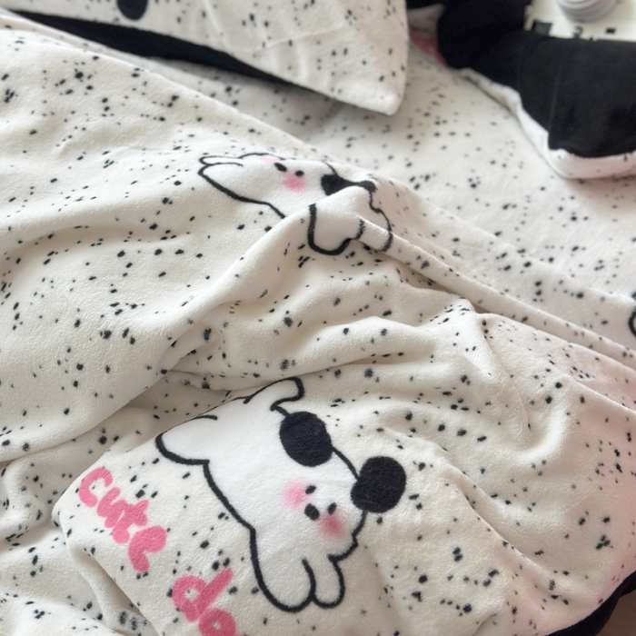 91家纺网 家纺一手货源 找家纺 柚子 2023新款牛奶绒四件套-小众混搭系列 跳跳狗