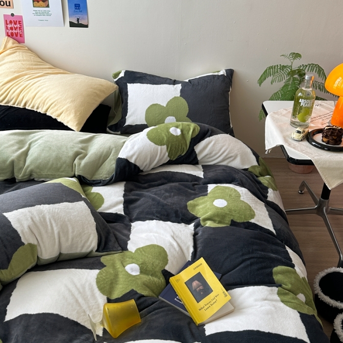 91家纺网 家纺一手货源 找家纺 柚子 2023新款牛奶绒四件套-小众混搭系列 原野