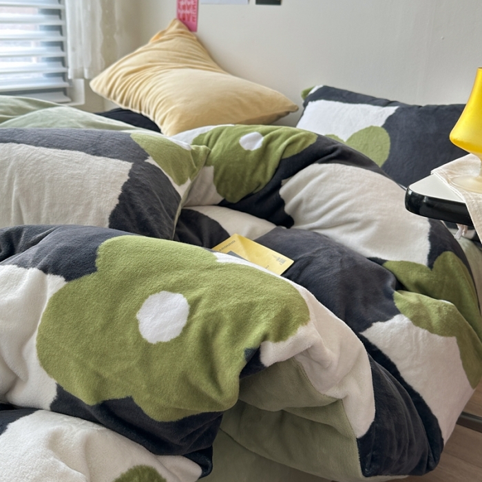 91家纺网 家纺一手货源 找家纺 柚子 2023新款牛奶绒四件套-小众混搭系列 原野