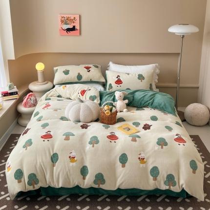 91家纺网 家纺一手货源 找家纺 （总）柚子 2023新款牛奶绒四件套-小清新系列