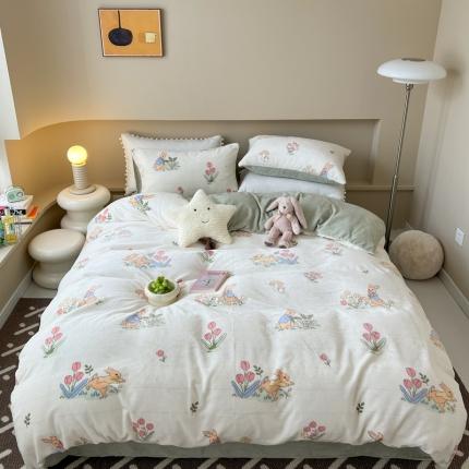 91家纺网 家纺一手货源 找家纺 （总）柚子 2023新款牛奶绒四件套-小清新系列