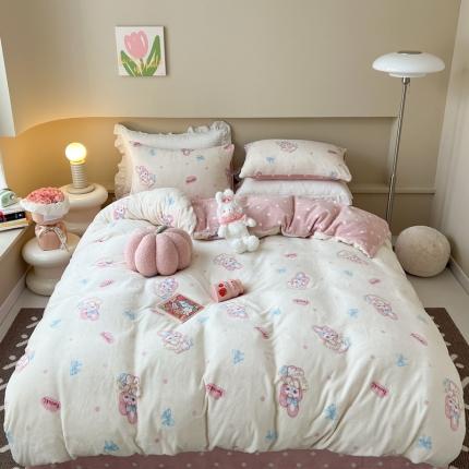 91家纺网 家纺一手货源 找家纺 柚子 2023新款牛奶绒四件套-小清新系列 萝莉