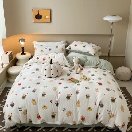 91家纺网 家纺一手货源 找家纺 （总）柚子 2023新款牛奶绒四件套-小清新系列