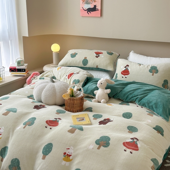 91家纺网 家纺一手货源 找家纺 （总）柚子 2023新款牛奶绒四件套-小清新系列