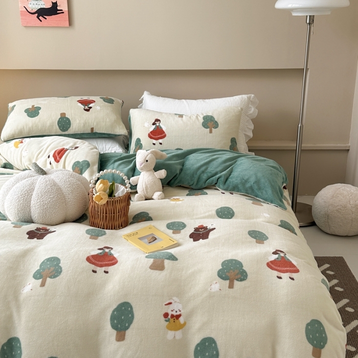 91家纺网 家纺一手货源 找家纺 （总）柚子 2023新款牛奶绒四件套-小清新系列