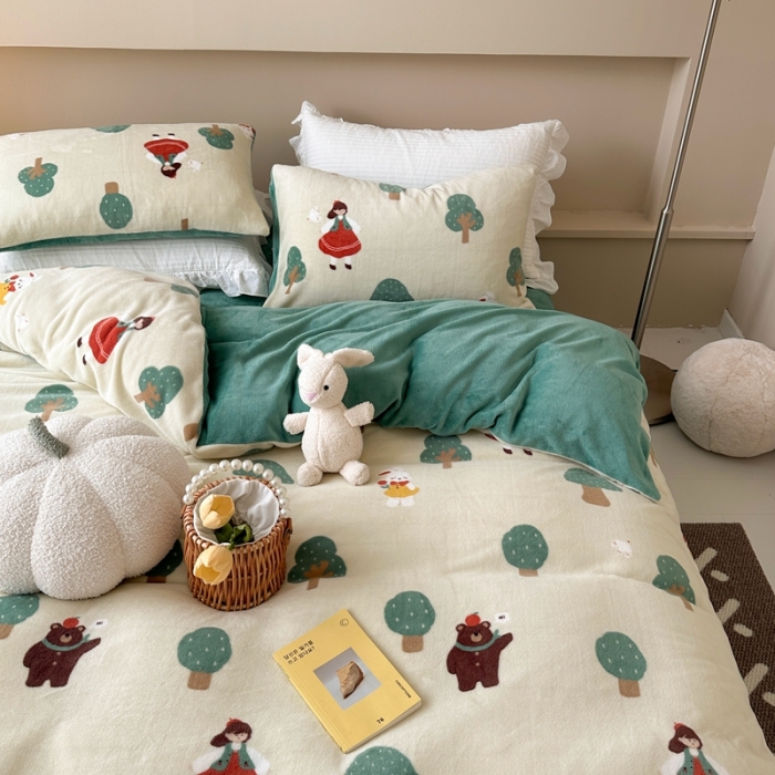 91家纺网 家纺一手货源 找家纺 （总）柚子 2023新款牛奶绒四件套-小清新系列