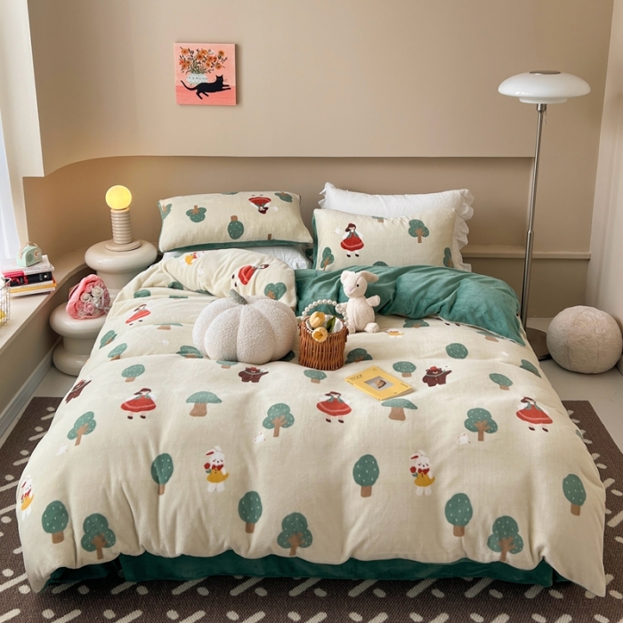 91家纺网 家纺一手货源 找家纺 （总）柚子 2023新款牛奶绒四件套-小清新系列