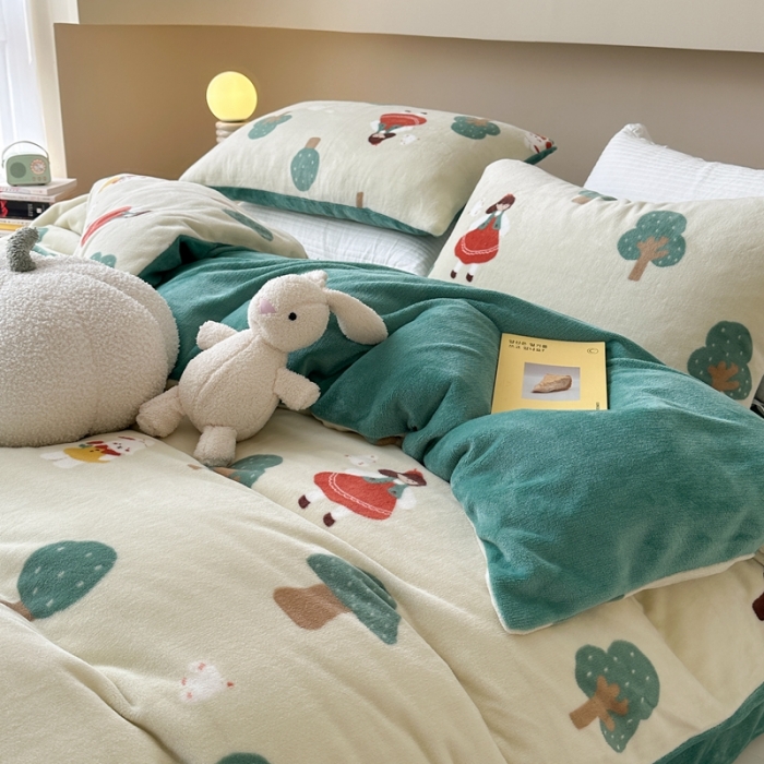 91家纺网 家纺一手货源 找家纺 （总）柚子 2023新款牛奶绒四件套-小清新系列