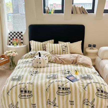 91家纺网 家纺一手货源 找家纺 柚子 2023新款牛奶绒四件套-时尚系列 艺术家