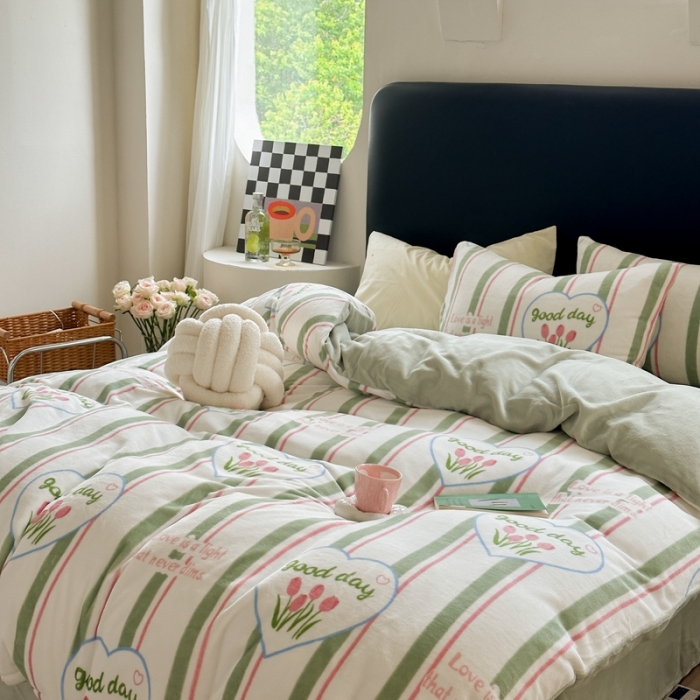 91家纺网 家纺一手货源 找家纺 柚子 2023新款牛奶绒四件套-时尚系列 好心情