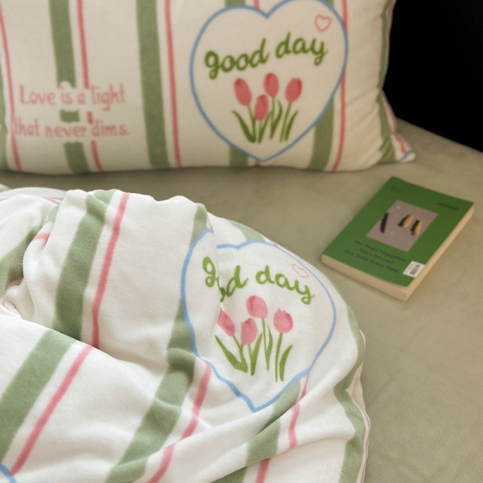 91家纺网 家纺一手货源 找家纺 柚子 2023新款牛奶绒四件套-时尚系列 好心情