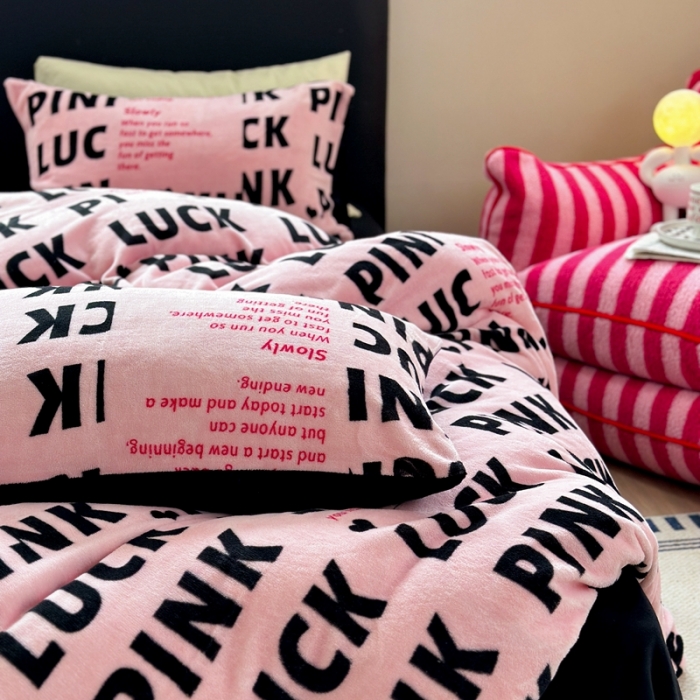 91家纺网 家纺一手货源 找家纺 柚子 2023新款牛奶绒四件套-时尚系列 拉卡