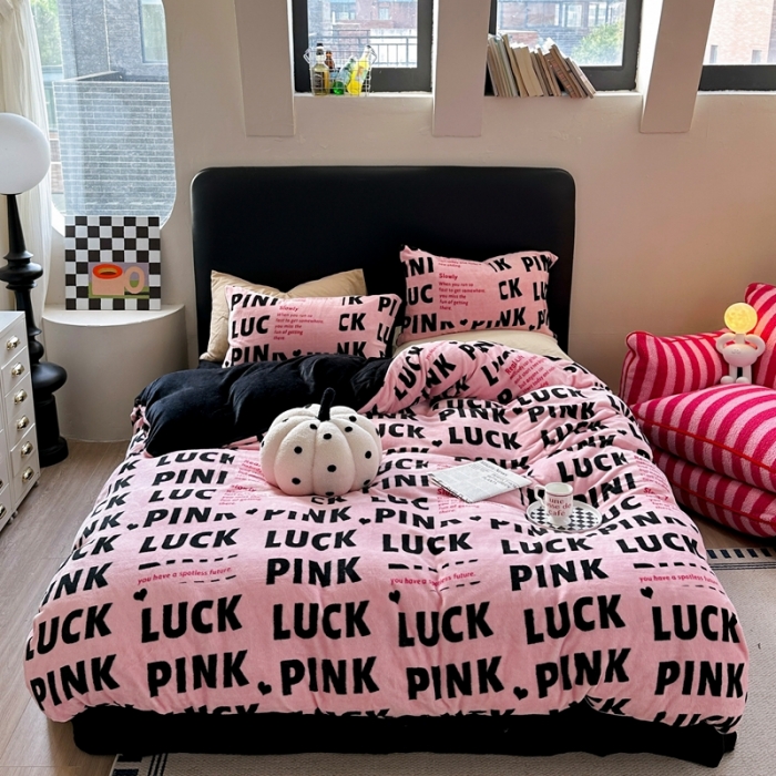 91家纺网 家纺一手货源 找家纺 柚子 2023新款牛奶绒四件套-时尚系列 拉卡