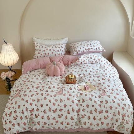 91家纺网 家纺一手货源 找家纺 （总）柚子 2023新款牛奶绒四件套-复古花卉系列