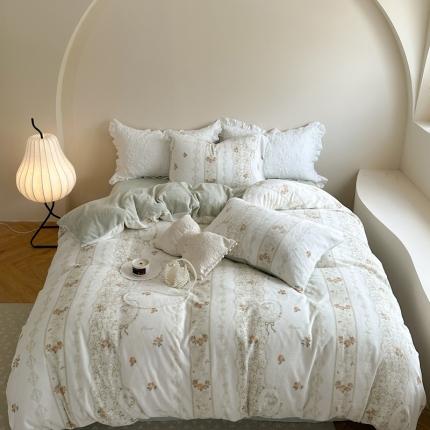 91家纺网 家纺一手货源 找家纺 （总）柚子 2023新款牛奶绒四件套-复古花卉系列