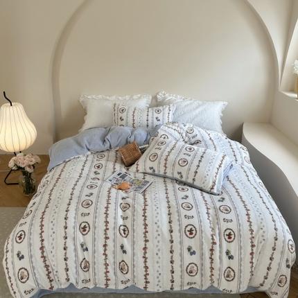 91家纺网 家纺一手货源 找家纺 柚子 2023新款牛奶绒四件套-复古花卉系列 可颂