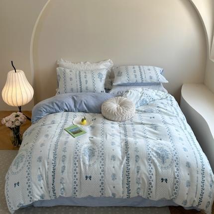 91家纺网 家纺一手货源 找家纺 柚子 2023新款牛奶绒四件套-复古花卉系列 兰町