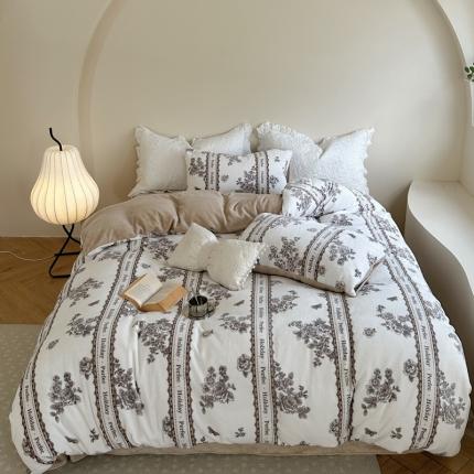 91家纺网 家纺一手货源 找家纺 （总）柚子 2023新款牛奶绒四件套-复古花卉系列