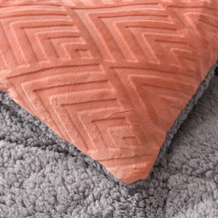 91家纺网 家纺一手货源 找家纺 南北家居 2024新款牛奶绒羊羔绒纯色加厚保暖冬被 落日橙